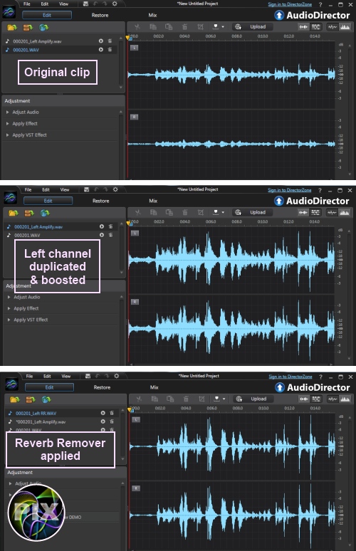 removing room echo from speech in audiodirector 3